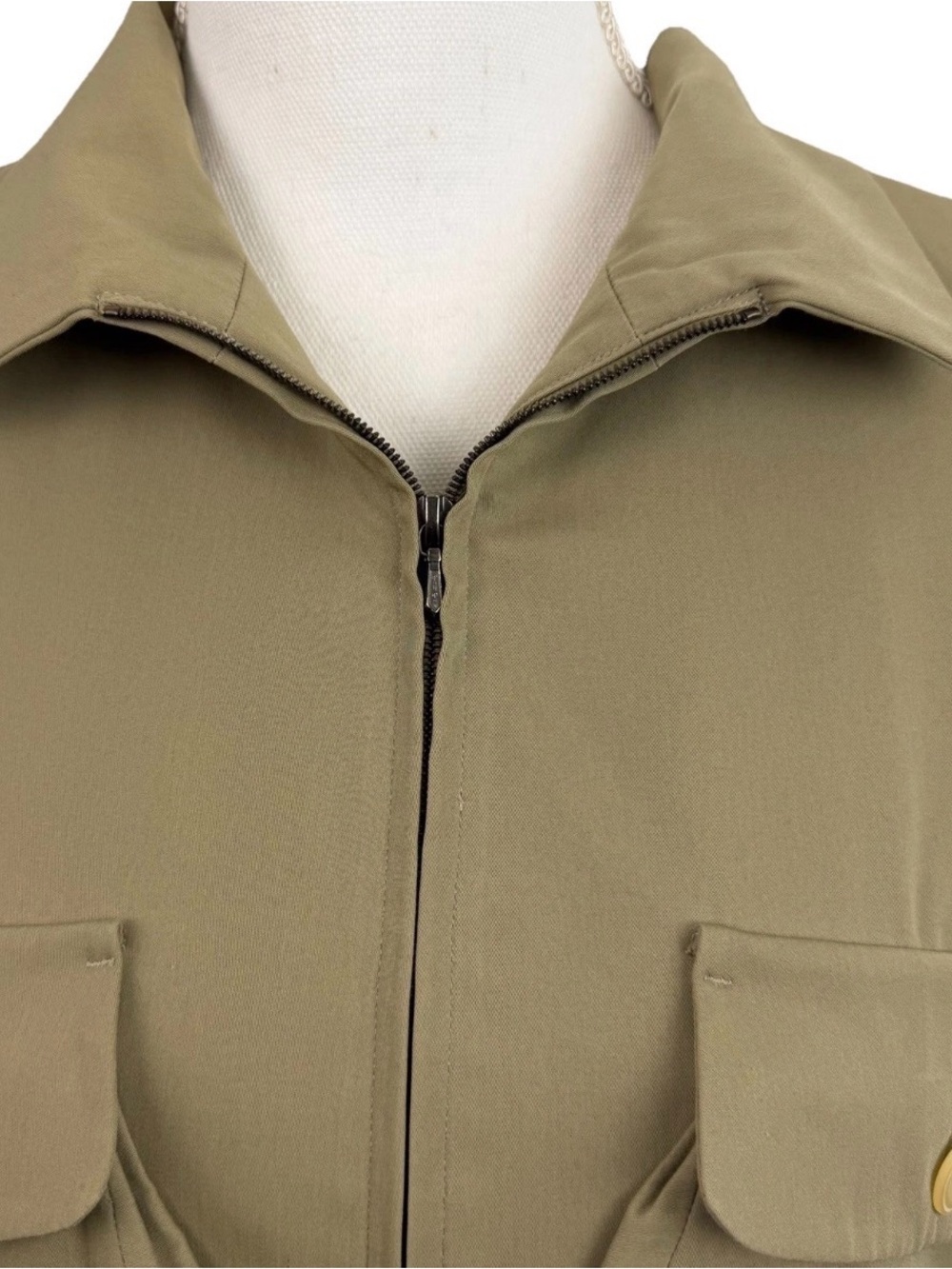 Jil Sander | Khaki Tan Zip Cropped Utility Jacket - Picture 3 of 11